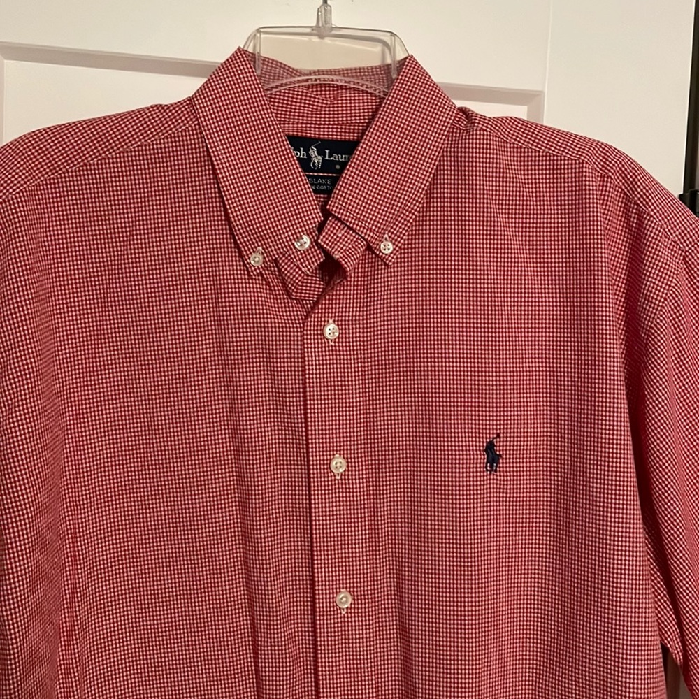 Ralph Lauren Blake Men’s Medium Button Up Cotton Plaid Short Sleeve Shir…